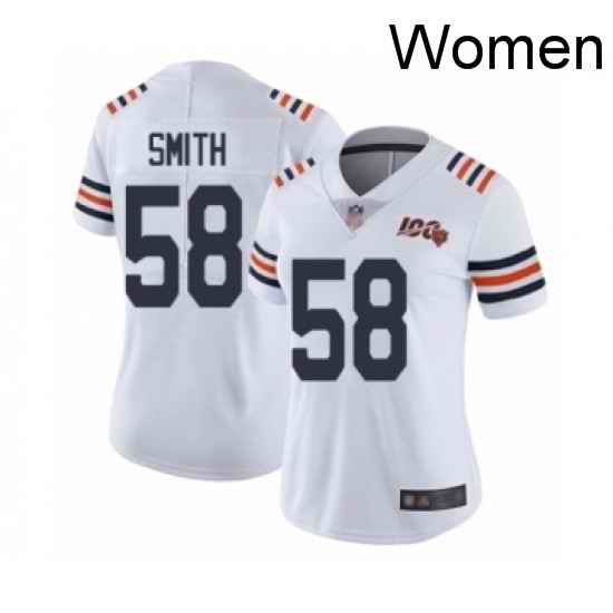 Womens Chicago Bears 58 Roquan Smith White 100th Season Limited Football Jersey